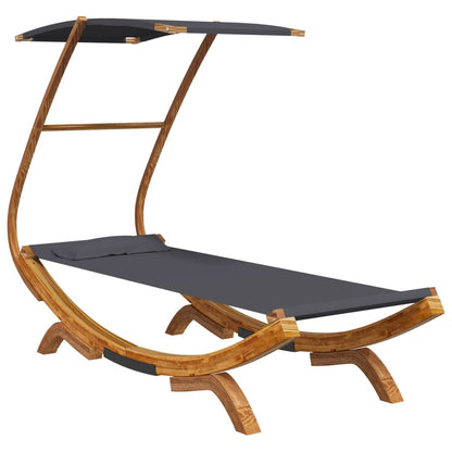 Sun lounger with roof 100x190x134 cm bentwood solid anthracite