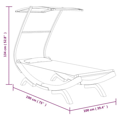 Sun lounger with roof 100x190x134 cm bentwood solid anthracite