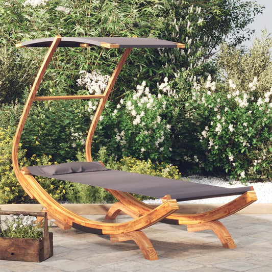 Sun lounger with roof 100x190x134 cm bentwood solid anthracite