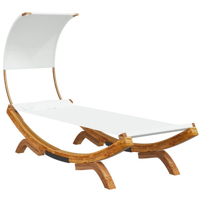 Sun lounger with roof 100x200x126 cm bentwood solid cream