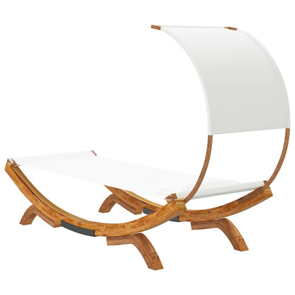 Sun lounger with roof 100x200x126 cm bentwood solid cream