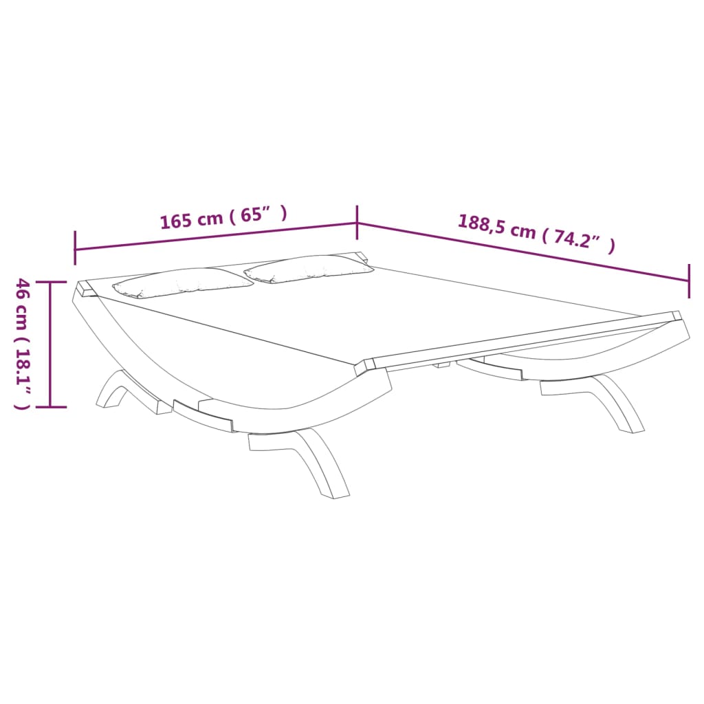 Sonnenliege 165x188,5x46 cm Bugholz Massiv Creme