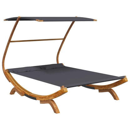 Sun lounger with roof 165x203x138 cm bentwood solid anthracite