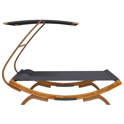 Sun lounger with roof 165x203x138 cm bentwood solid anthracite