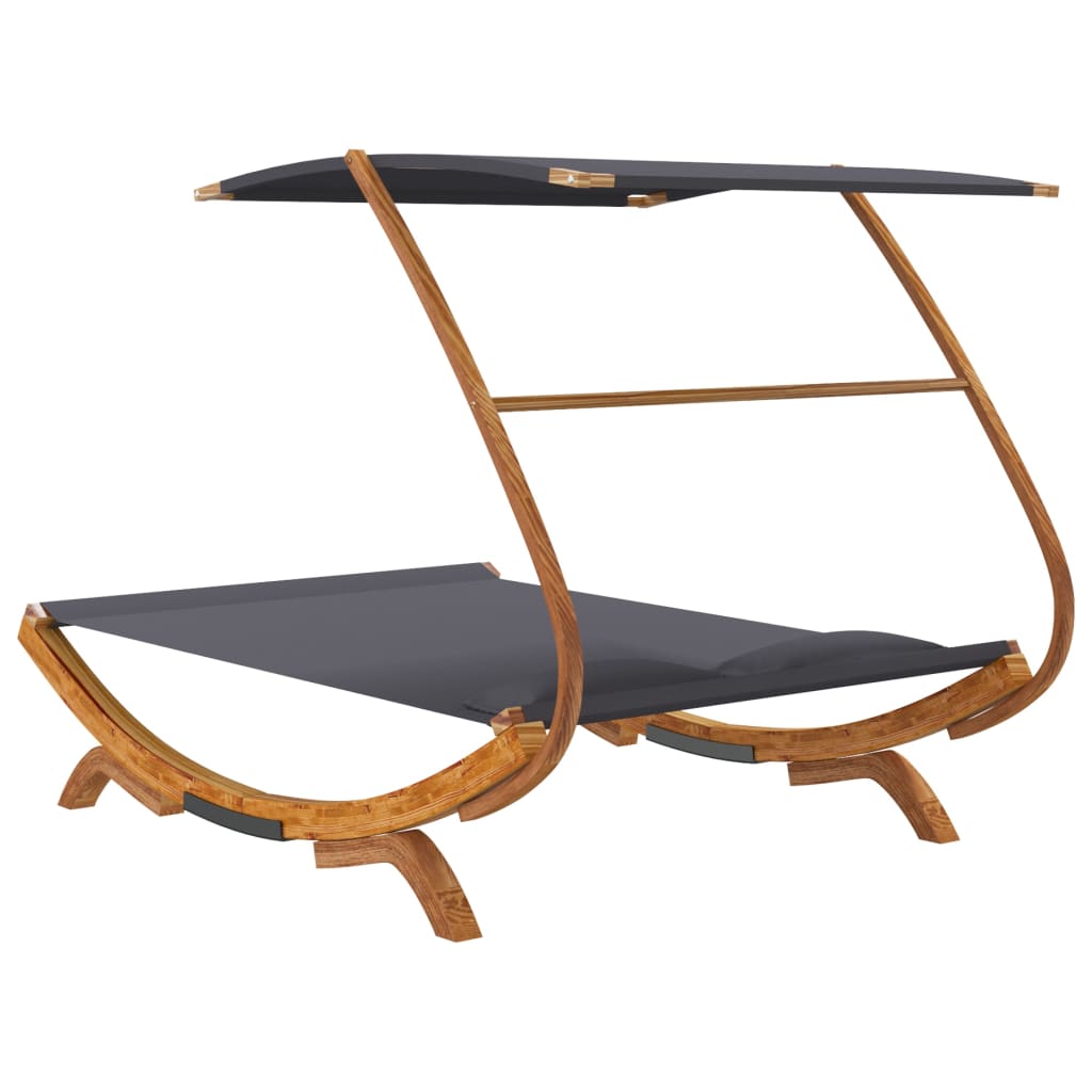 Sun lounger with roof 165x203x138 cm bentwood solid anthracite