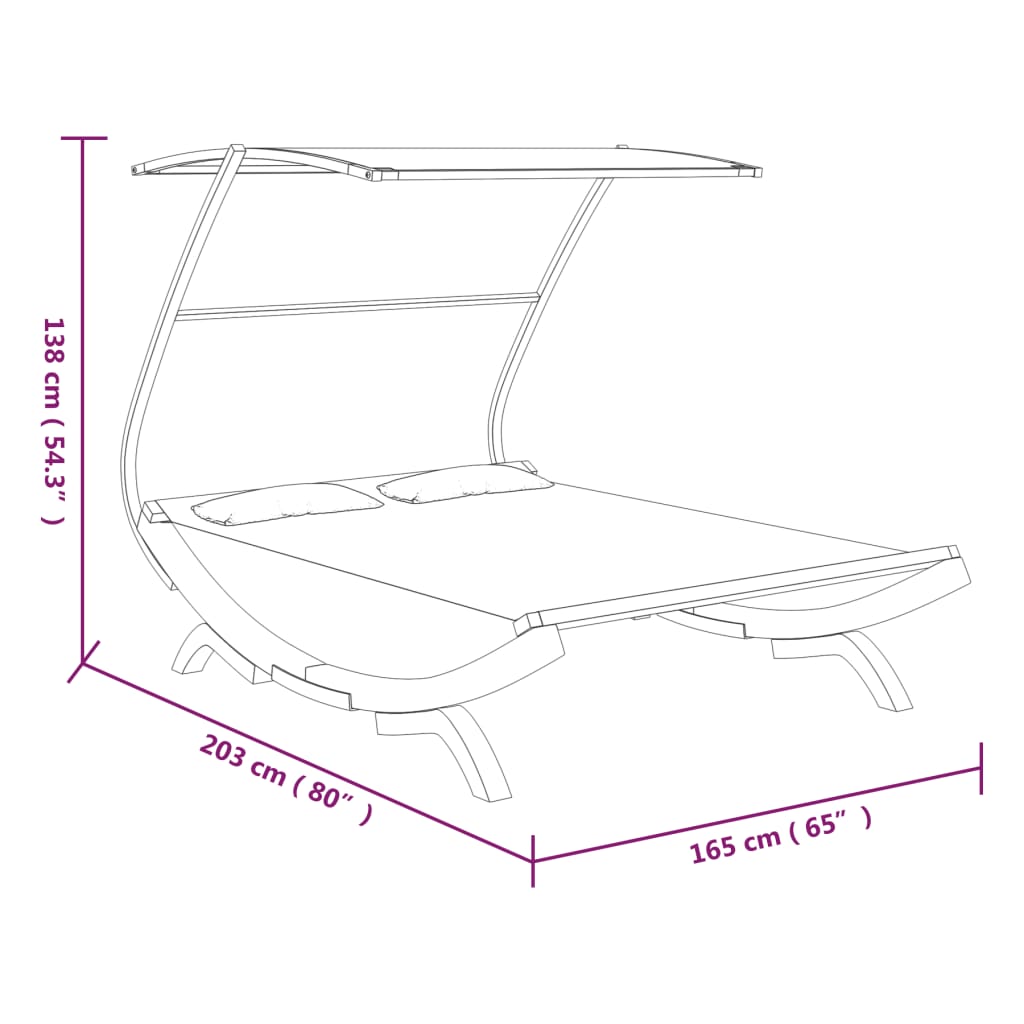 Sun lounger with roof 165x203x138 cm bentwood solid anthracite