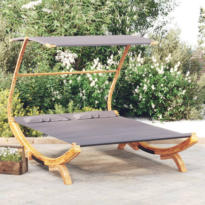 Sun lounger with roof 165x203x138 cm bentwood solid anthracite