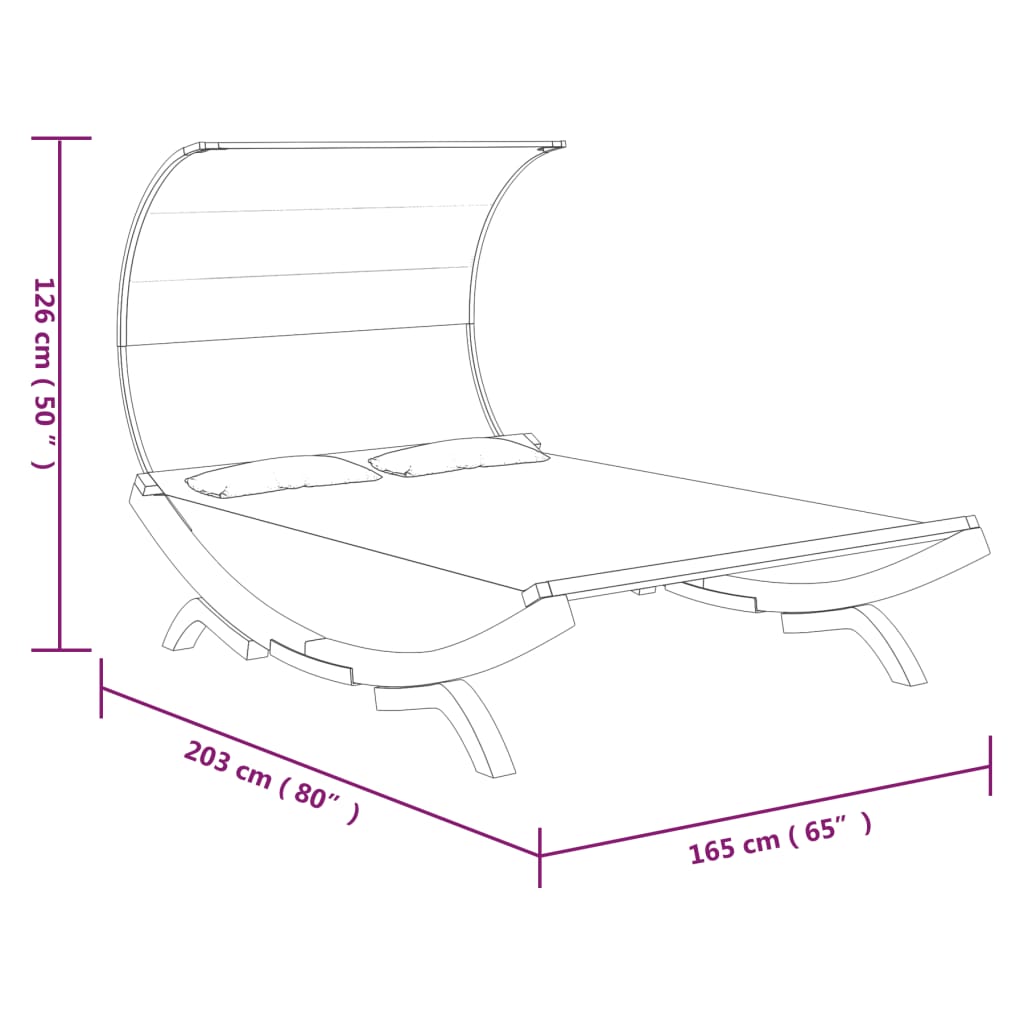 Sonnenliege mit Dach 165x203x126 cm Bugholz Massiv Anthrazit