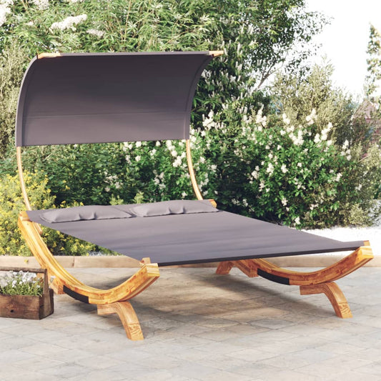 Sun lounger with roof 165x203x126 cm bentwood solid anthracite