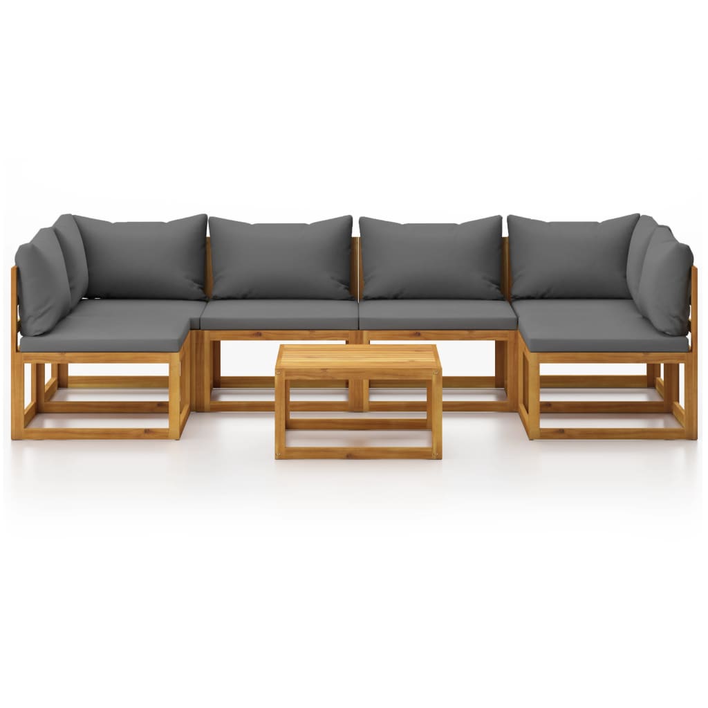 7-piece garden lounge set with cushions made of solid acacia wood