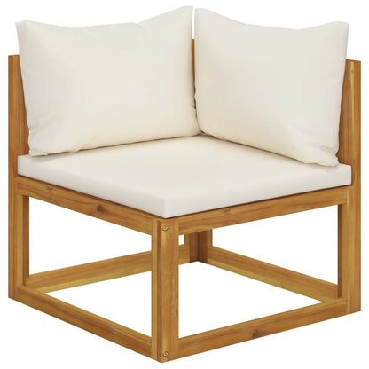 4-tlg. Garten-Lounge-Set mit Auflagen Creme Massivholz Akazie