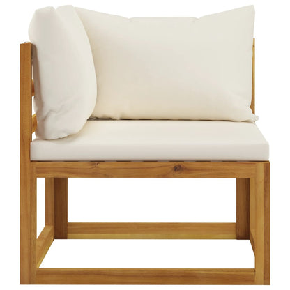 4-tlg. Garten-Lounge-Set mit Auflagen Creme Massivholz Akazie