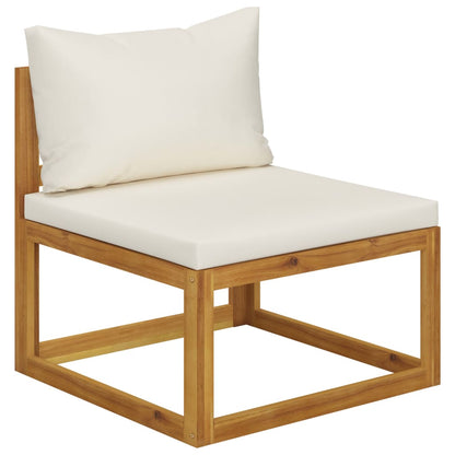 7-tlg. Garten-Lounge-Set mit Auflagen Creme Massivholz Akazie