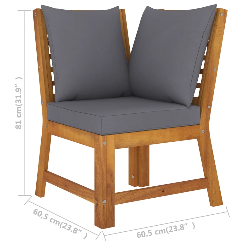 4-piece garden lounge set with cushions made of solid acacia wood