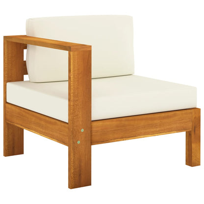 7-piece garden lounge set with cream cushions, solid acacia wood