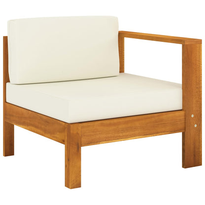 7-piece garden lounge set with cream cushions, solid acacia wood