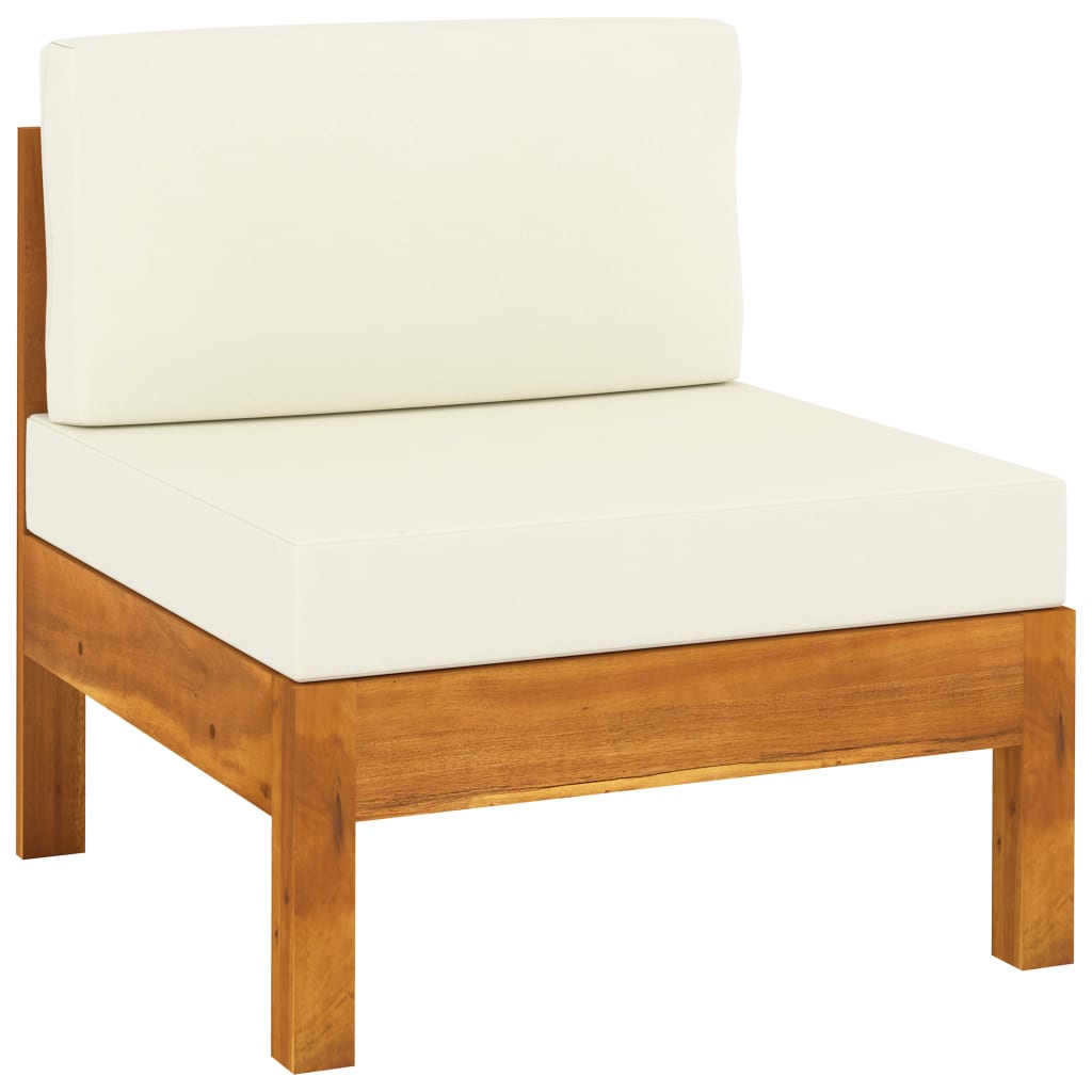 7-piece garden lounge set with cream cushions, solid acacia wood