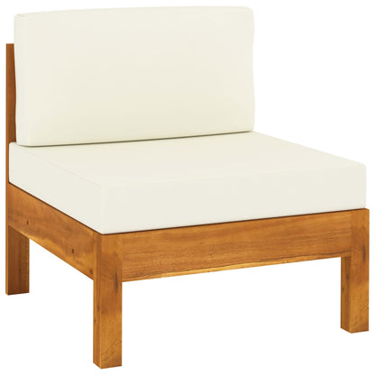 7-piece garden lounge set with cream cushions, solid acacia wood