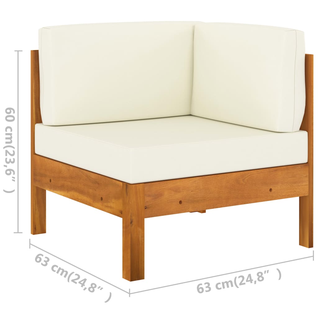 9-tlg. Garten-Lounge-Set mit Creme Auflagen Massivholz Akazie