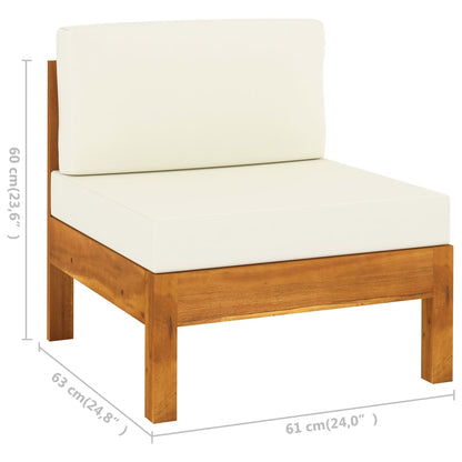 10-piece garden lounge set with cream cushions, solid acacia wood