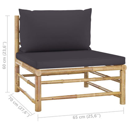 7-tlg. Garten-Lounge-Set mit Dunkelgrauen Kissen Bambus