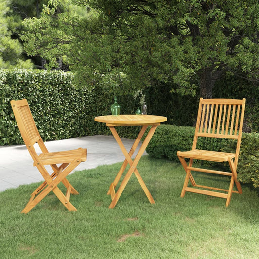 3-piece garden dining set, foldable, solid acacia wood