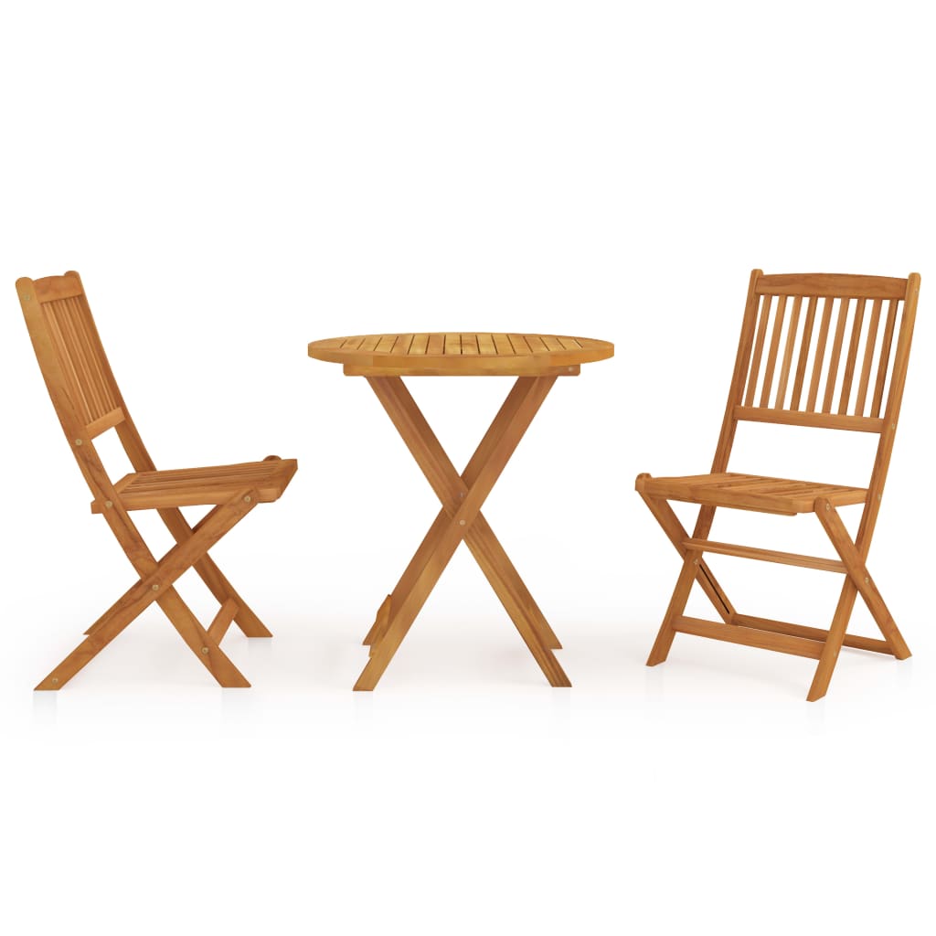 3-piece garden dining set, foldable, solid acacia wood