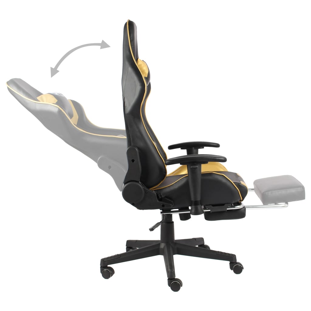 Gaming-Stuhl mit Fußstütze Drehbar Golden PVC