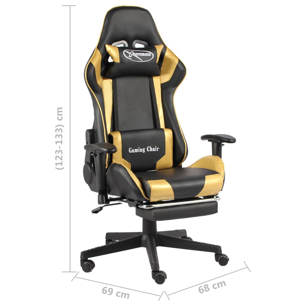 Gaming-Stuhl mit Fußstütze Drehbar Golden PVC