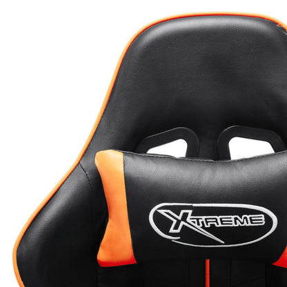 Gaming-Stuhl mit Fußstütze Schwarz und Orange Kunstleder