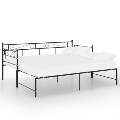 Tagesbett Ausziehbar Schwarz Metall 90x200 cm