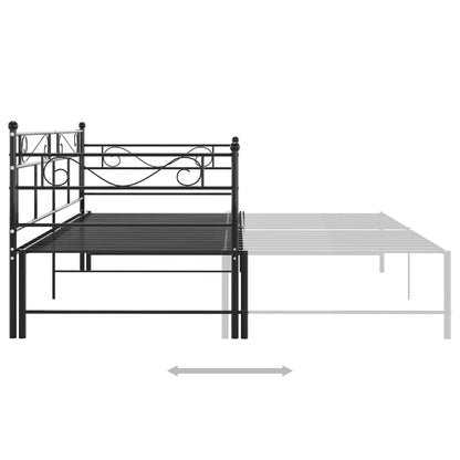 Tagesbett Ausziehbar Schwarz Metall 90x200 cm