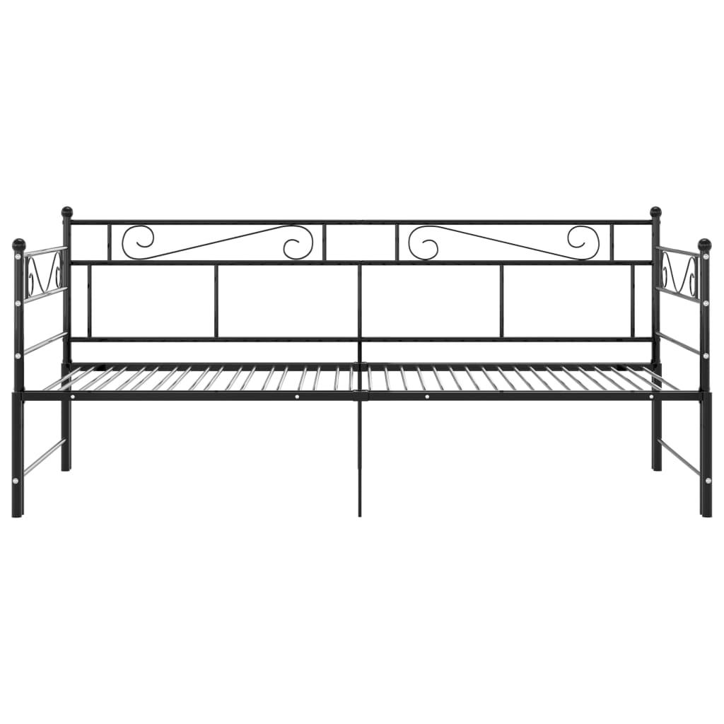 Tagesbett Ausziehbar Schwarz Metall 90x200 cm