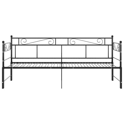 Tagesbett Ausziehbar Schwarz Metall 90x200 cm