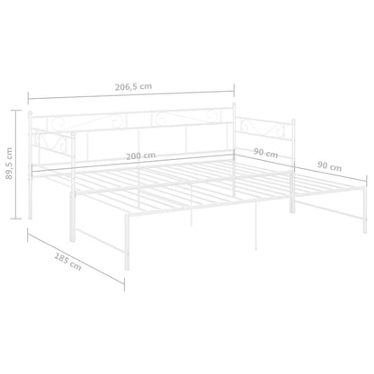 Tagesbett Ausziehbar Weiß Metall 90x200 cm