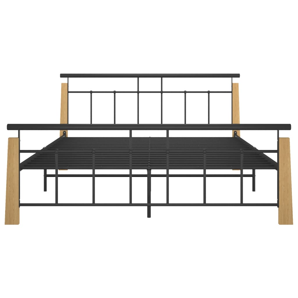 Bettgestell Metall und Massivholz Eiche 160x200 cm