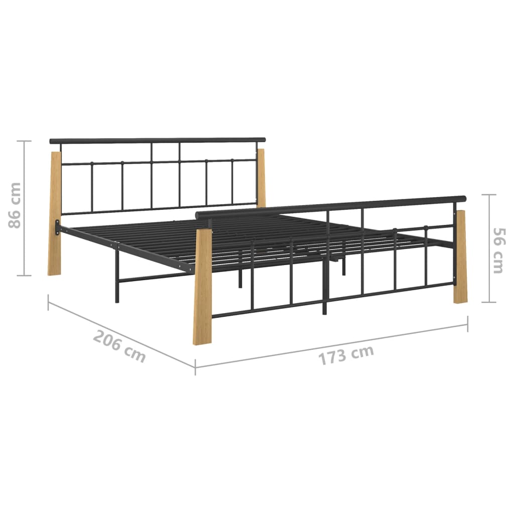 Bettgestell Metall und Massivholz Eiche 160x200 cm