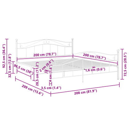 Bett Weiß Metall 200x200 cm