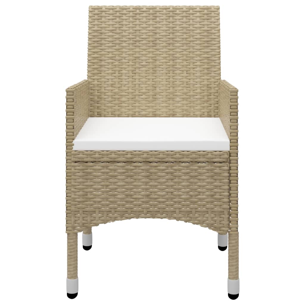 5-tlg. Garten-Essgruppe Poly Rattan und Glas Beige