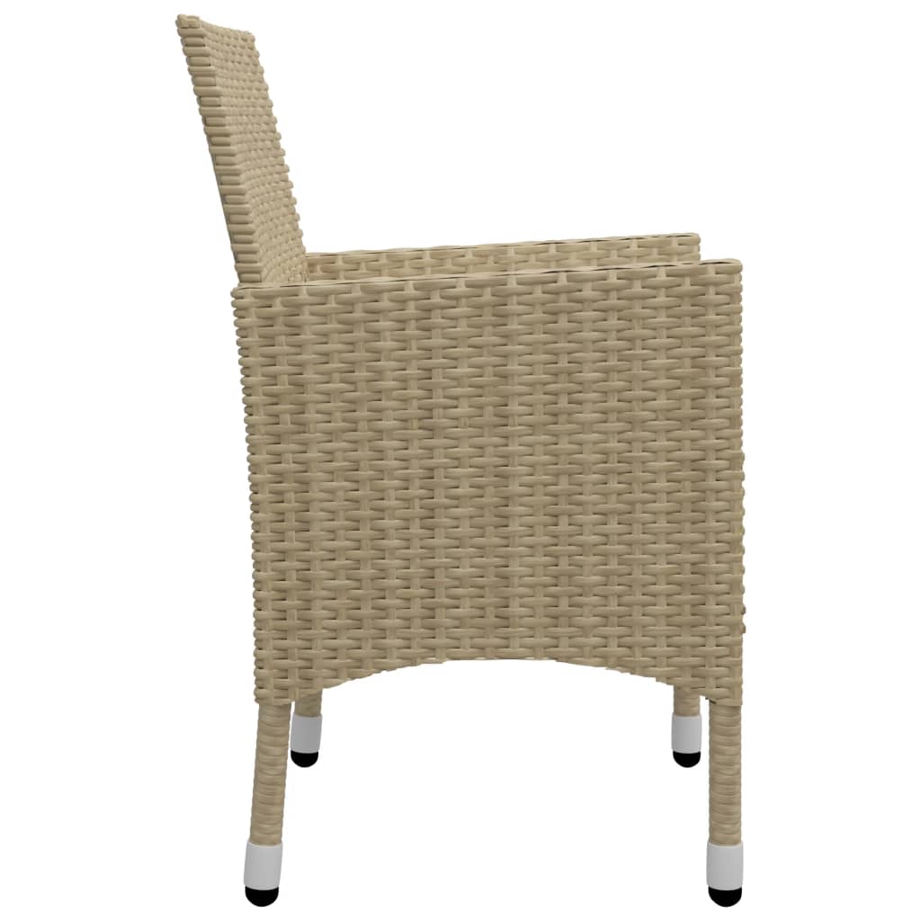 5-tlg. Garten-Essgruppe Poly Rattan und Glas Beige