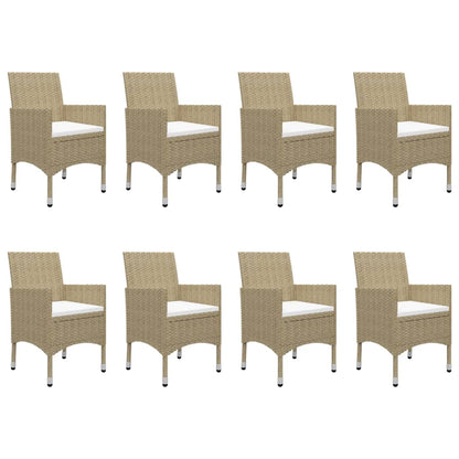 9-tlg. Garten-Essgruppe Poly Rattan und Glas Beige