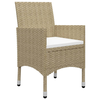 9-tlg. Garten-Essgruppe Poly Rattan und Glas Beige