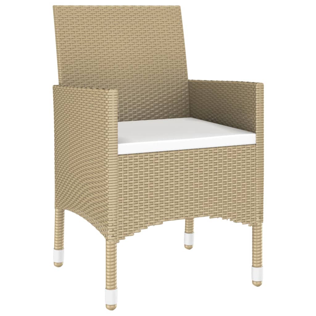 7-tlg. Garten-Essgruppe Poly Rattan und Hartglas Beige