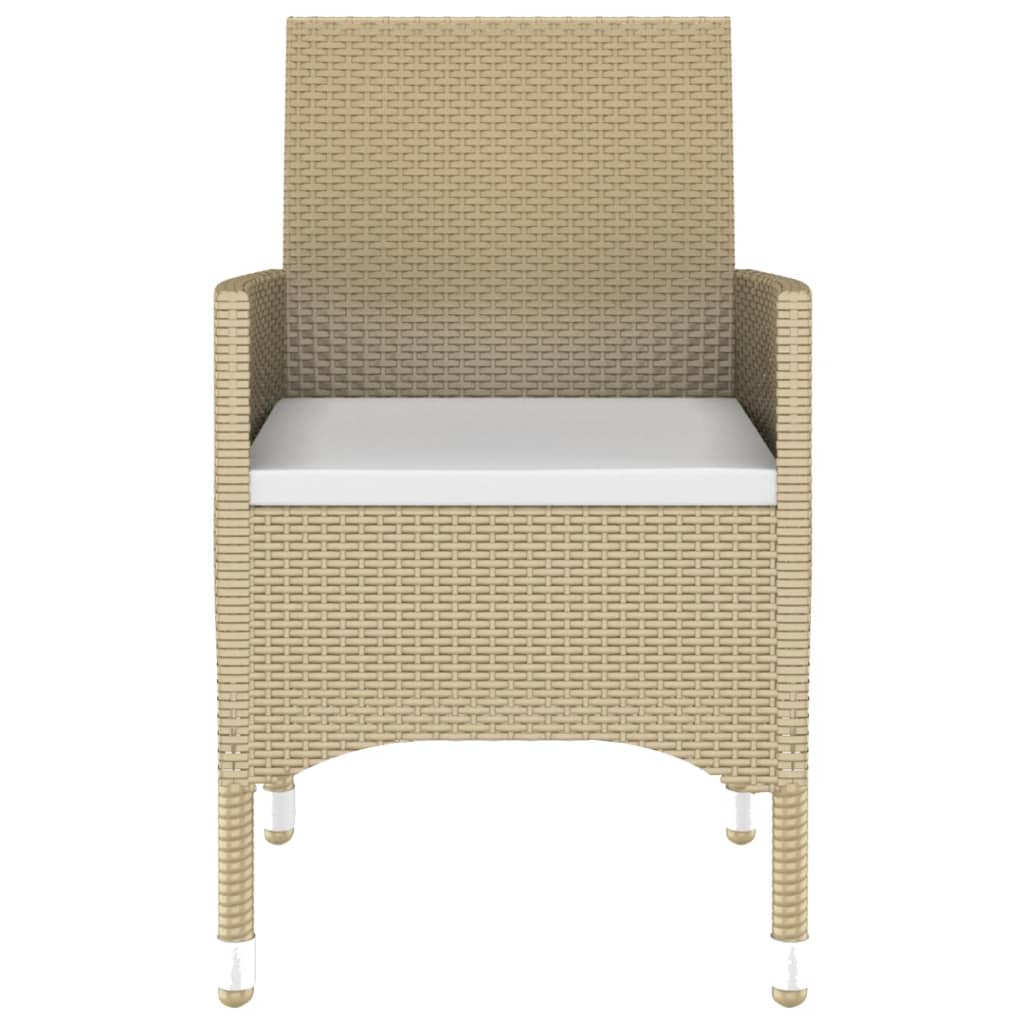 7-tlg. Garten-Essgruppe Poly Rattan und Hartglas Beige