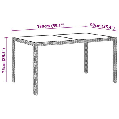 7-tlg. Garten-Essgruppe Poly Rattan und Hartglas Beige