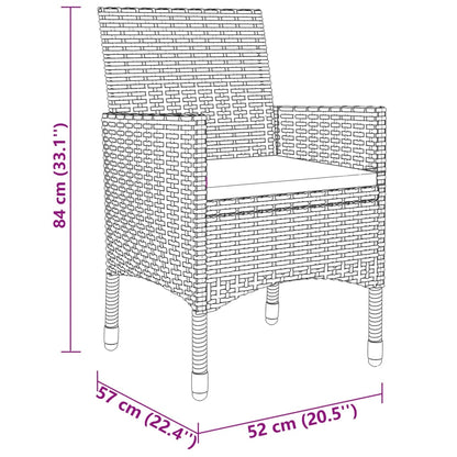 3-tlg. Garten-Essgruppe Poly Rattan Braun