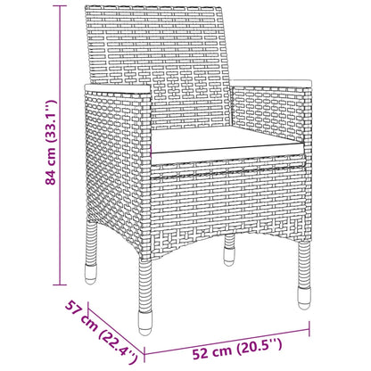 3-tlg. Garten-Essgruppe Poly Rattan Grau