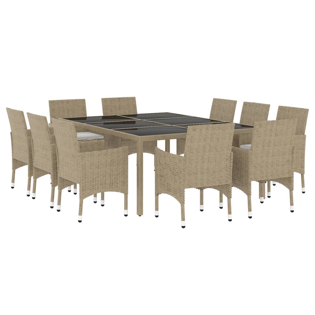 11-tlg. Garten-Essgruppe Poly Rattan Beige