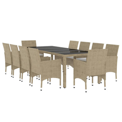 11-tlg. Garten-Essgruppe Poly Rattan Beige