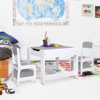 Kindertisch mit 2 Stühlen Weiß MDF